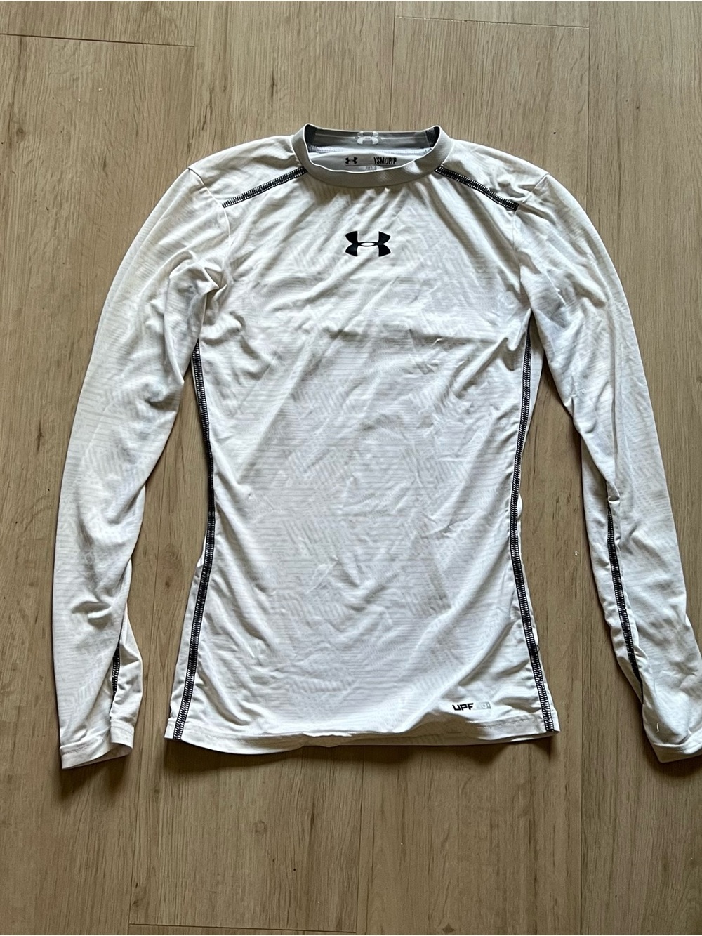 Under Armour Unisex White Long-Sleeve Compression Top with Black Logo